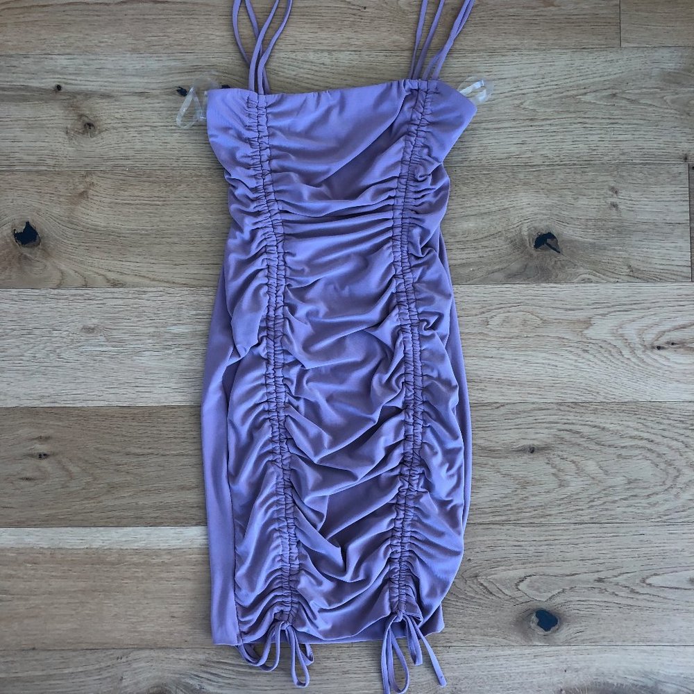 TRESSER Purple Ruched Mini Dress